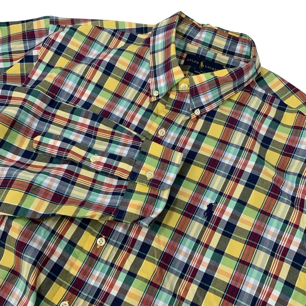 Polo Ralph Lauren Custom Fit Long Sleeve Shirt Mens 2XL XXL‎ Multicolor Plaid